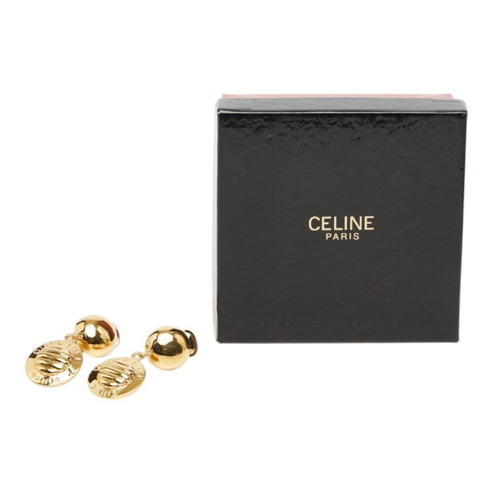 Celine Vintage Triomphe Macadam Earrings, Gold Plated, Women's. - Picture 5 of 6
